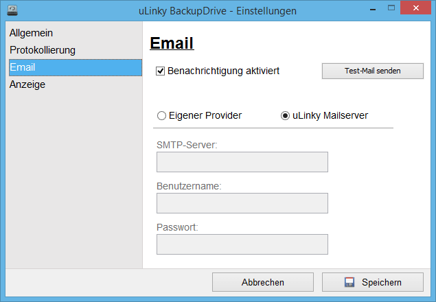 Einstellungen zur E-Mail Benachrichtigung