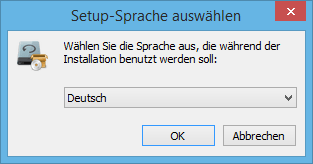 Sprachauswahl bei der Installation