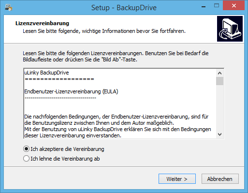 EULA von BackupDrive