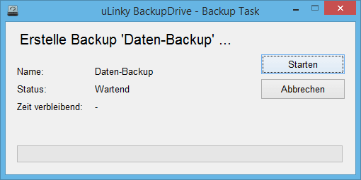 DirektBackup: Den Backupvorgang im BackupTask-Window starten