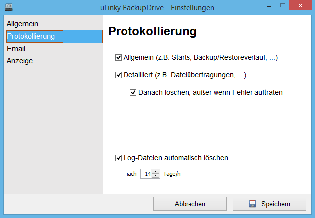 Protokollierungseinstellungen